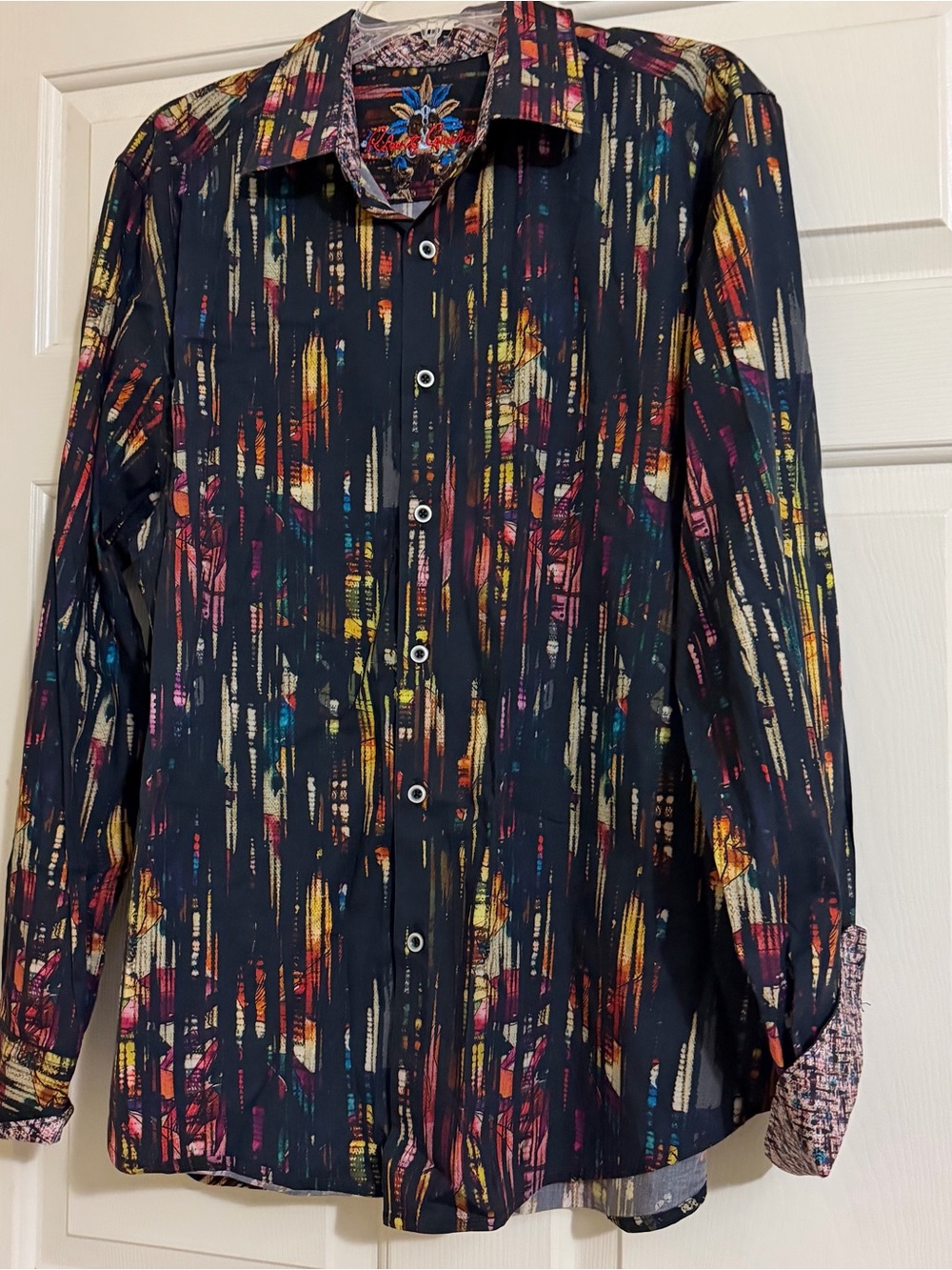 Robert Graham Jack Dripper Embroidered Sport Button Down Dress Shirt Size XL